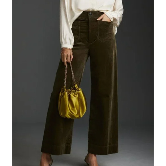 Anthropologie Pants - Anthropologie Colette Cropped Wide-Leg Pants Corduroy Edition 27 Moss